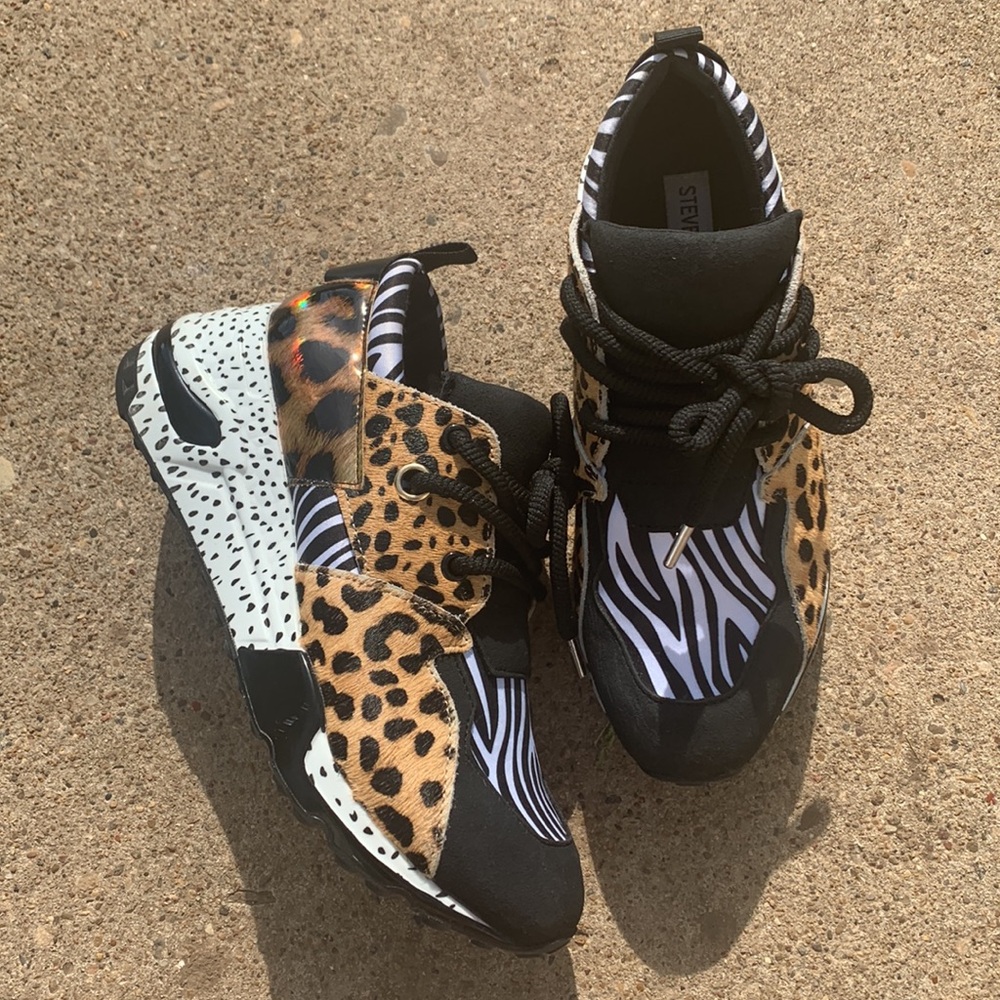 Steve Madden leopard print zebra print sneakers !